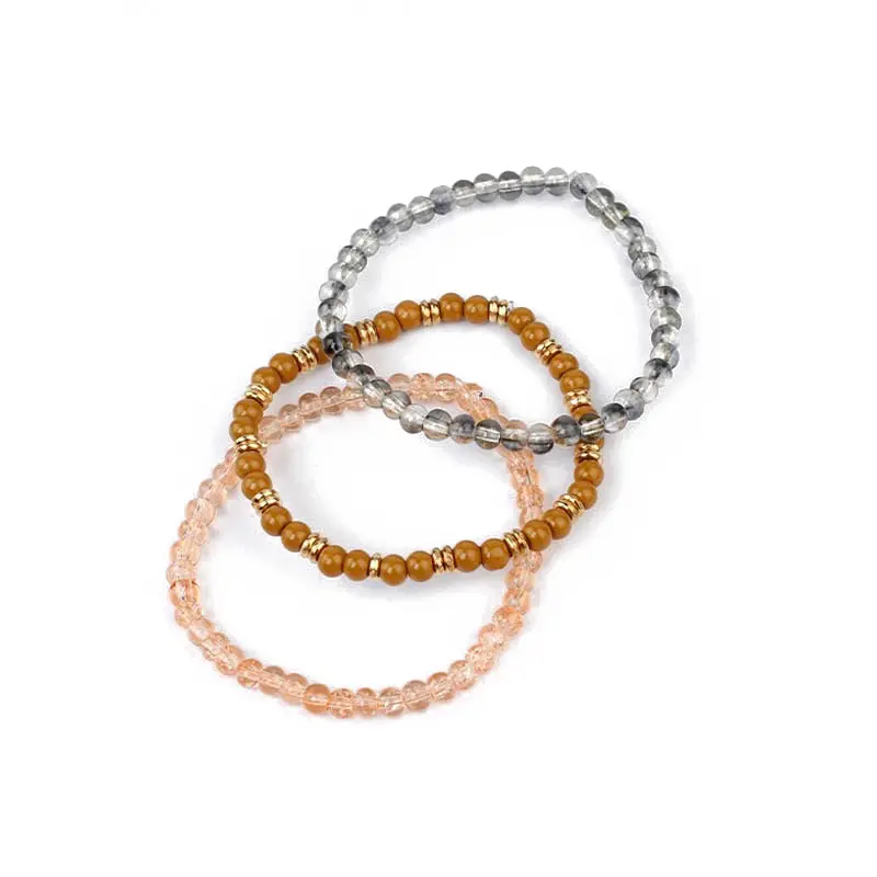Set Tres Pulseras Elasticas Tonos Camel