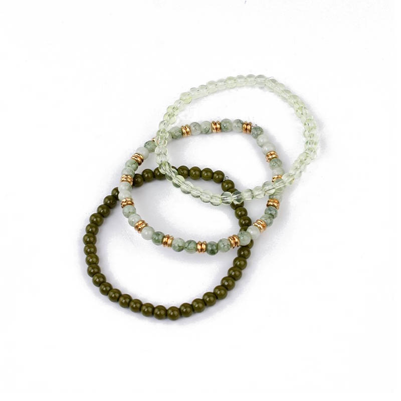 Set Tres Pulseras Elasticas Tonos Oliva