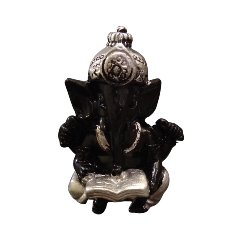 Ganesha Negra Detalles Plateado 5.5cm