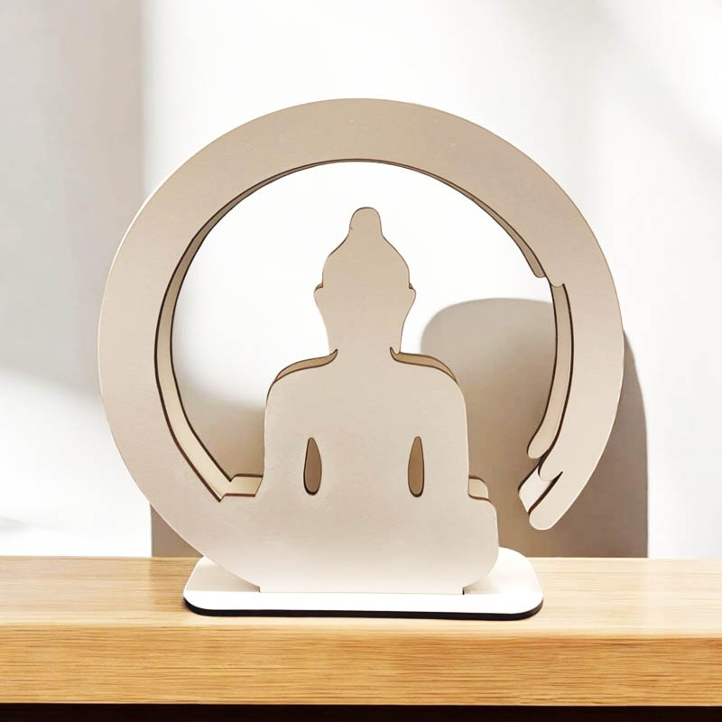 Velador Buda Blanco con Circulo 20cm