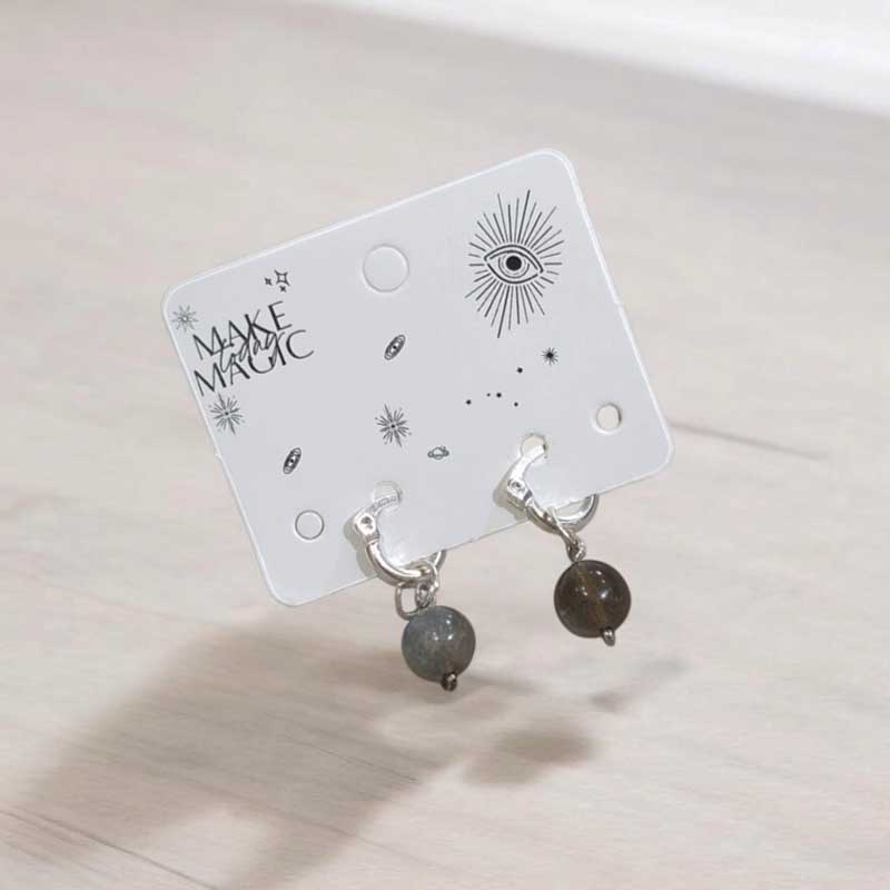 Aros Gema Labradorita Blue Esfera