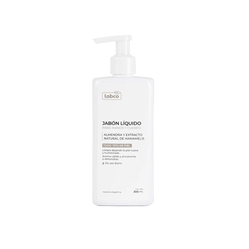 Jabón Líquido Manos y Cuerpo Almendra y Extracto Natural de Hamamelis 300ml, Labco