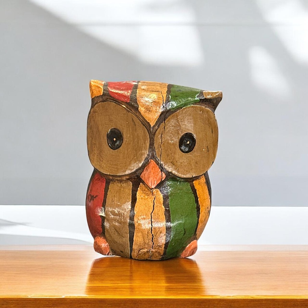 Buho Talla Madera 15cm