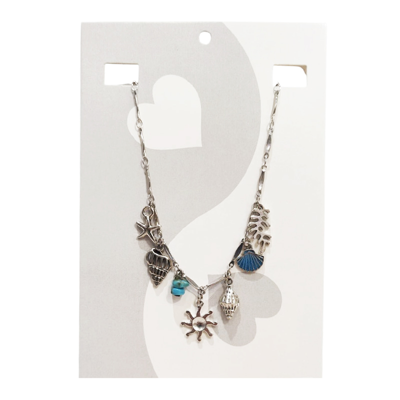 Collar del Mar Plateado con Dije Turquesa