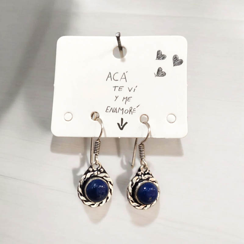 Aros Gema Lapislazuli Colgantes