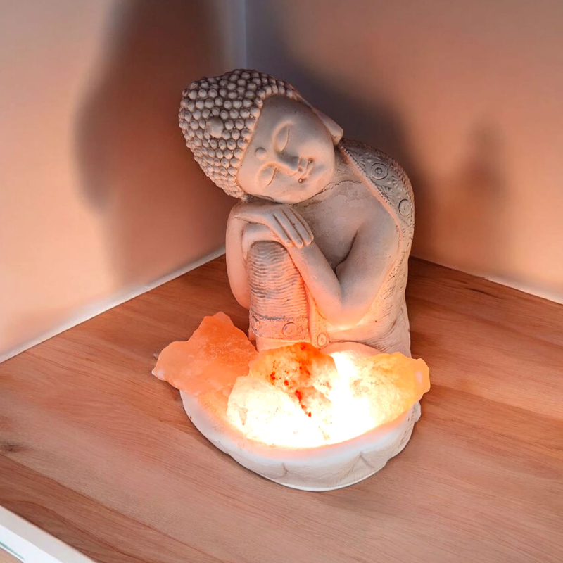 Lampara de Sal Buda Reposando 23cm
