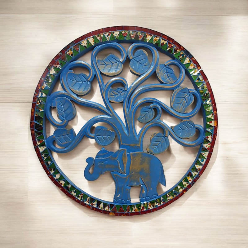 Cuadro Decorativo Redondo Elefante 40cm