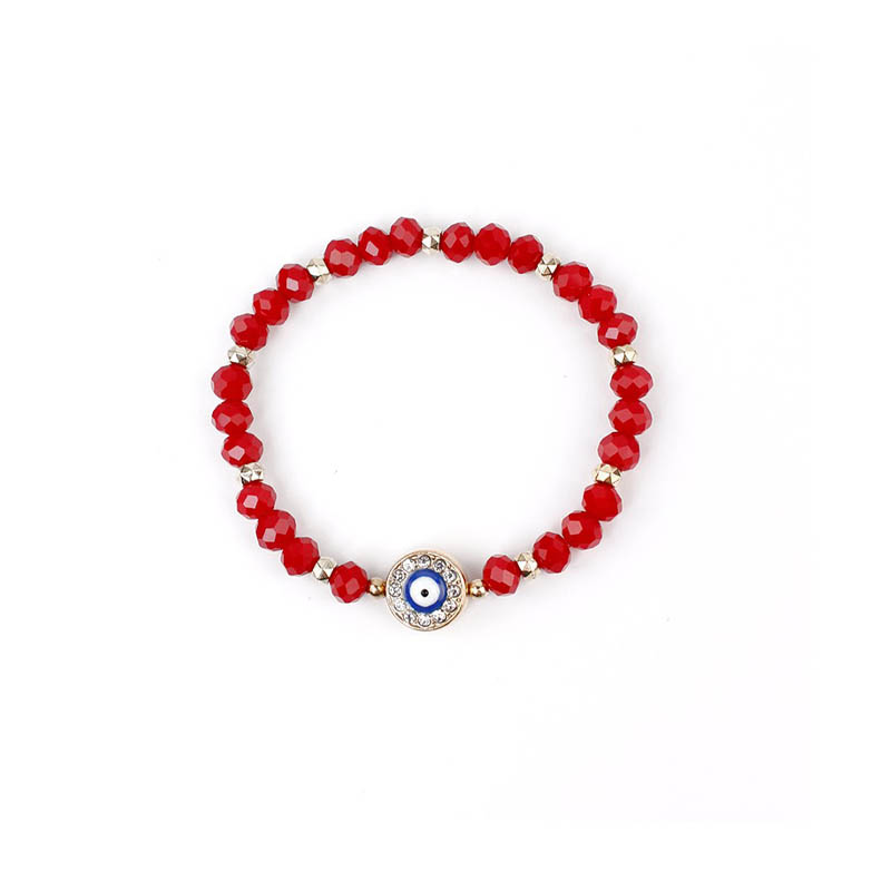 Pulsera Elastica Roja con Ojo Turco con Strass