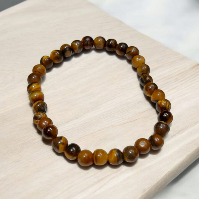 Pulsera Gema Ojo de Tigre 5mm Elástica
