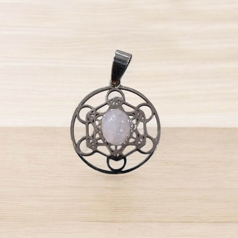 Dije Gema Cuarzo Rosa Metatron