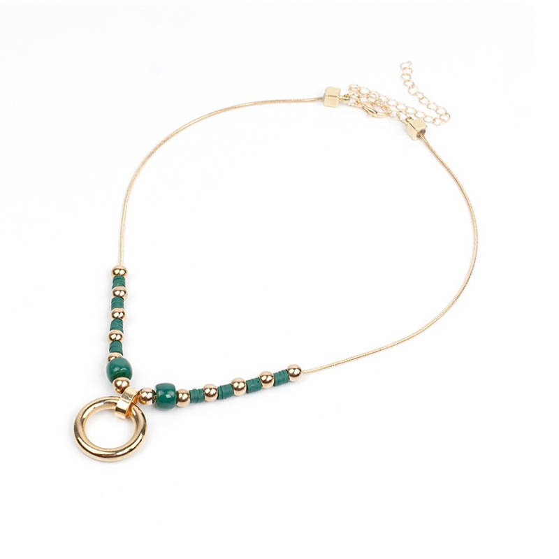 Collar Dorado y Verde con Dije Circular