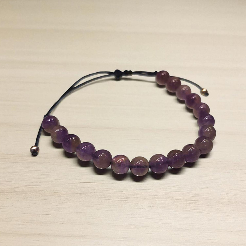 Pulsera Gema Amatista 6mm Hilo