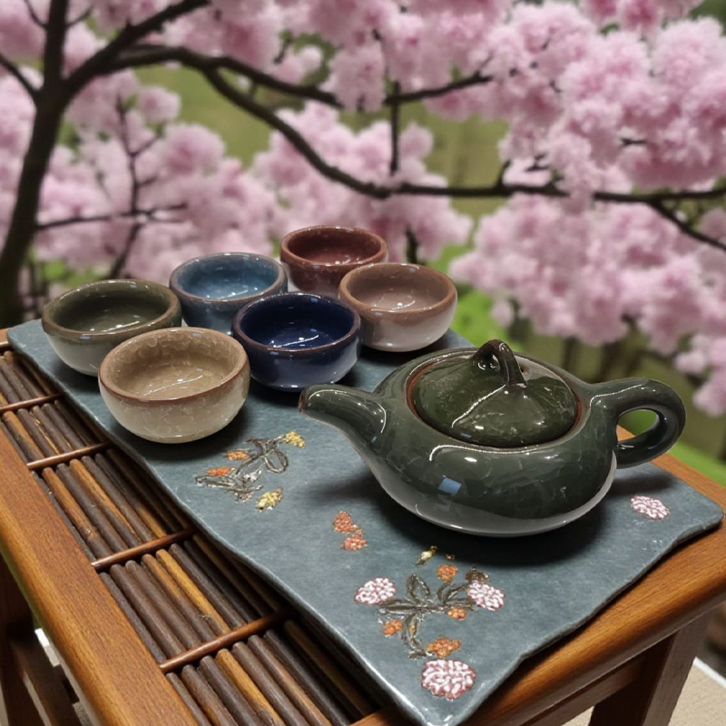 Juego Tetera con 6 Tazas Colores Varios