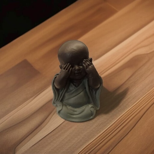 Buda Bebe Negro Mini 5.5cm Modelo Manto Verde N°3