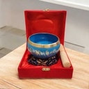 Cuenco Tibetano 13cm con Caja y Zafu Celeste
