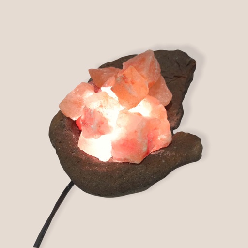Lámpara de Sal Del Himalaya en Base de Piedra