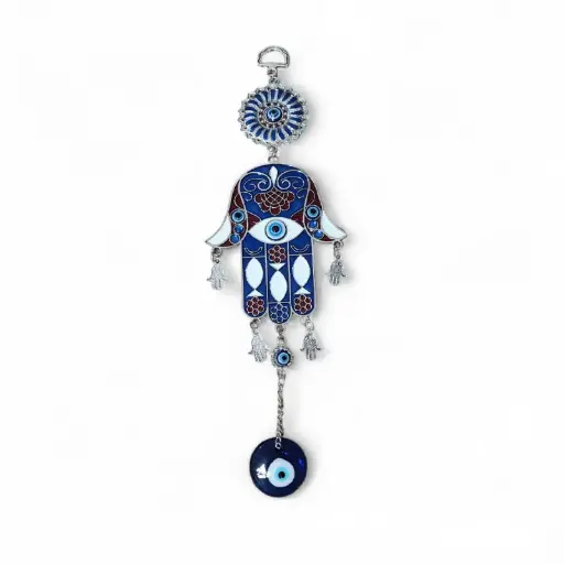 Colgante Mano de Fatima Blanca con Ojo Turco 27cm