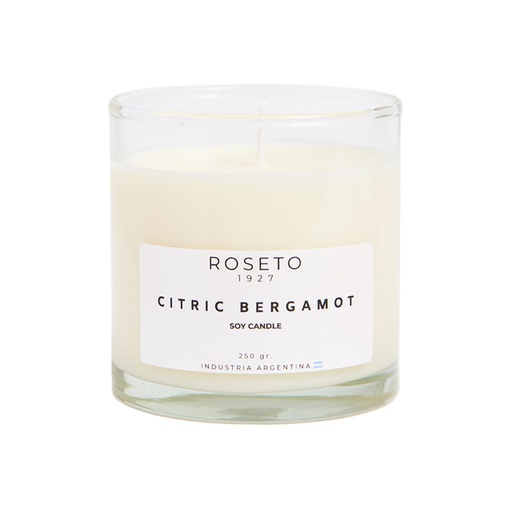 Vela Aromática Citric Bergamot Soy Candle Roseto 250gr