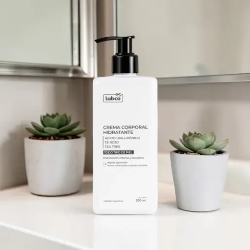 Crema Corporal con Ácido Hialurónico, Té rojo y Aceite Esencial de Tea Tree 300ml, Labco