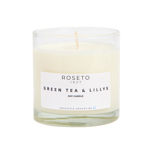 Vela Aromática Green Tea &amp; Lillys Soy Candle Roseto 250gr