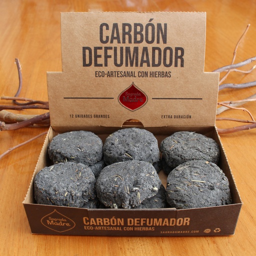 Carbon Defumador Eco-Artesanal con Hierbas Sagrada Madre x12u