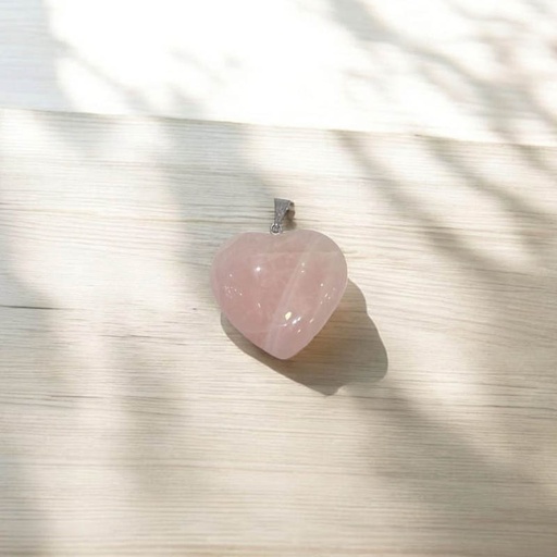 Dije Gema Cuarzo Rosa Corazon