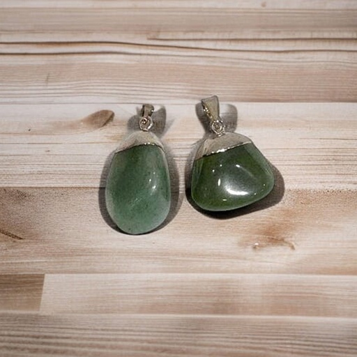 Dije Gema Cuarzo Verde Rolado Electroplate