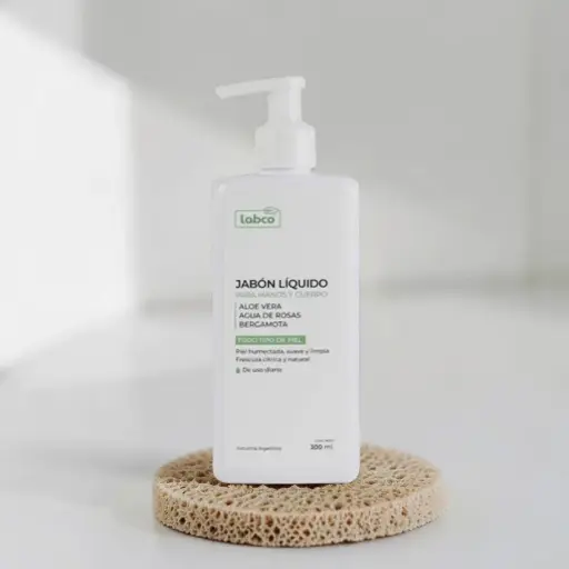 Jabón Líquido Manos y Cuerpo con Aloe Vera, Agua de Rosas Bergamota 300ml, Labco