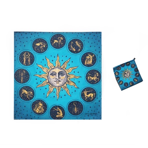 Paño de Tarot 70x70cm, Sol y Zodiaco