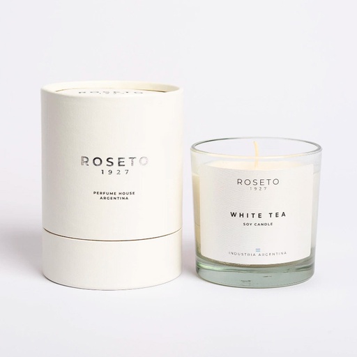 Vela Aromática White Tea Soy Candle Roseto 250gr