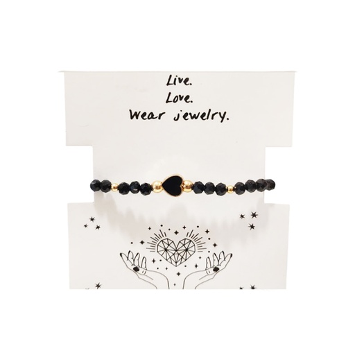 Pulsera Elastica Negra con Corazon