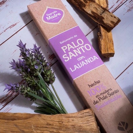 Sahumerio Sagrada Madre Palo Santo con Lavanda x8u