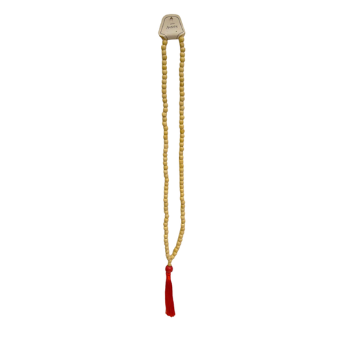 Japa Mala Madera Grande 108 Cuentas Blanco Tassel Rojo