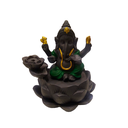 Cascada de Humo con Ganesha Verde Base Flor de Loto 9cm