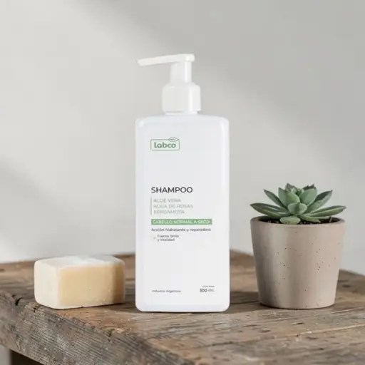 Shampoo Aloe Vera y Agua de Rosas con Aceite Esencial de Bergamota 300, Labco