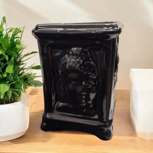 Hornito Cuadrado Cara Buda 10cm Negro