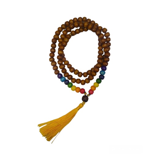 Japa Mala Madera 7 Chakras 108 Cuentas Tessel Amarillo