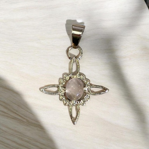 Dije Nudo de Brujas Mediano Cuarzo Rosa Rolada