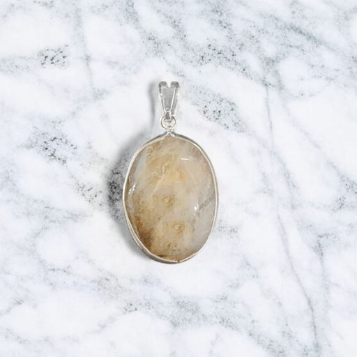 Dije Gema Citrino Medallon con Virola Grande