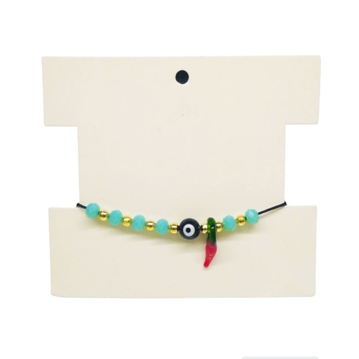 Pulsera Hilo Celeste con Ojo Turco Negro