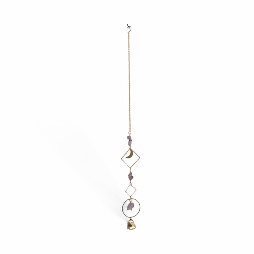 Movil Metal Dorado con Geometria con Luna y Amatista