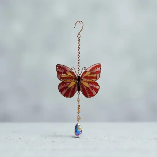Movil Metal Colgante Mariposa Roja 32cm