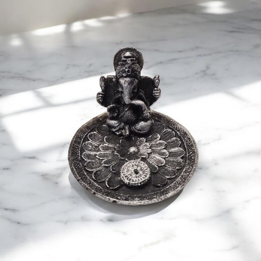 Porta Sahumerio Ganesha con Base Plateada