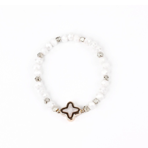 [91253] Pulsera Elastica Blanca con Cruz