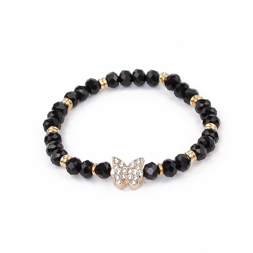 Pulsera Elastica Negra Mariposa con Strass