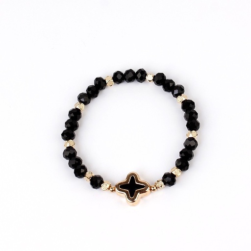 [91253] Pulsera Elastica Negra con Cruz
