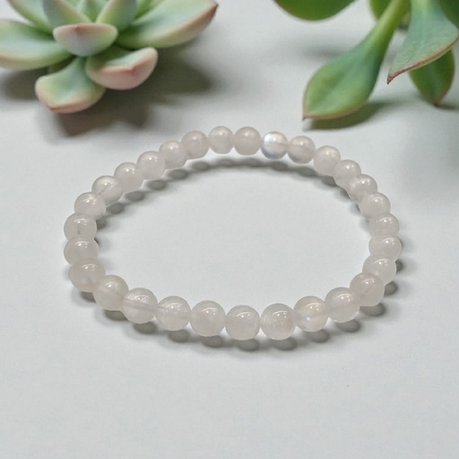 Pulsera Gema Adularia Piedra de la Luna Elastica Esferas
