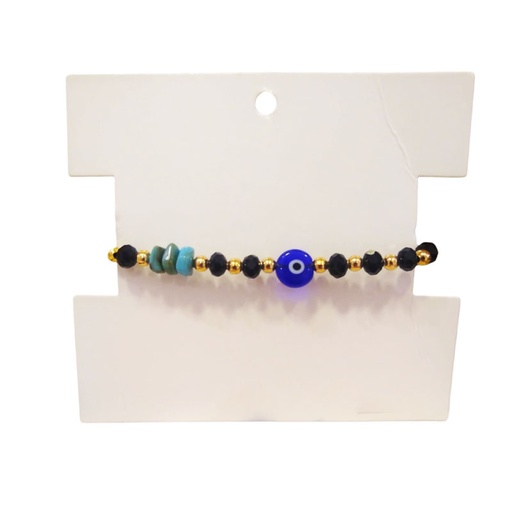 [¨62081] Pulsera Hilo Ojo Turco Negra y Turquesa