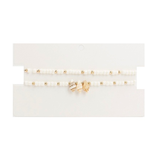 [102765] Set Tobilleras Three Shells Blancas