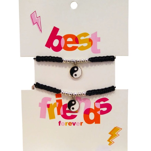 Set Dos Pulseras Negras con Dije Yin y Yang